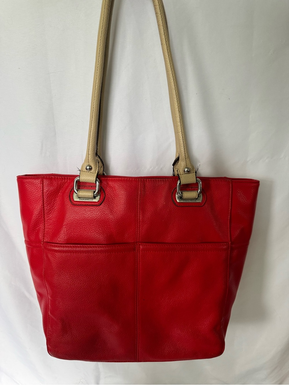 Tignanello large red three compartment tote